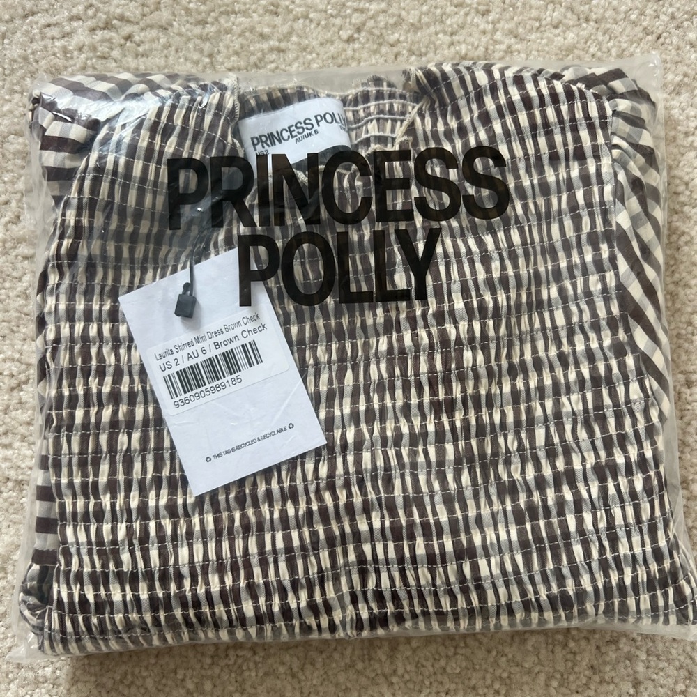 Princess Polly Brown and White Gingham Mini Dress - Picture 3 of 7
